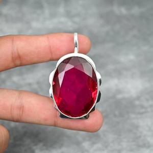 Pendentif en rubellite, argent sterling 925, collier en pierre précieuse rubellite fait à la main, bijoux, cadeau pour elle, anniversaire de la mère - Product Image 5