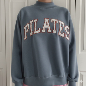 Women Winter Long Sleeve Oversized Mockneck Loose Fit Casual <b>Top</b> Breathable Soft Daily Comfort Front Logo Fleece - Product Image 1