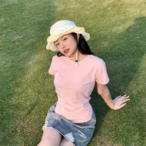 [Fábrica de Ropa] Camiseta de Algodón para Mujer SH16, Corte Entallado Formal, Cuello Redondo, Colores y Logotipo Personalizables, Secado Rápido, Ecológica 2025 - Product Image 5