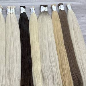 Extensions de cheveux vierges vietnamiens de couleur blonde en vrac, prix de gros, 100% cheveux humains, qualité supérieure, style lisse, 100g - Product Image 2
