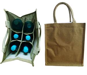 Sacs fourre-tout Cadeaux Logo personnalisé Sacs à vin Recyclable Fête de la bière Cadeau une bouteille Sac en jute - Product Image 1