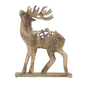 Renne en bois de style arbre avec base en métal à texture de pierre et ornement en forme Meilleur fabricant et exportateur de Noël - Product Image 3