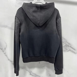 Sudadera con Capucha de Lentejuelas con Logotipo Personalizado de Talla Grande, 100% Algodón, Fabricante OEM, Tela de Rizo Lavada al Ácido, Estilo Urbano Holgado para Hombre - Product Image 2