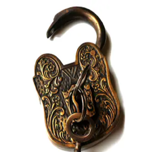 ล็อคหัวสิงโตวินเทจฝังหินสีเทอร์ควอยซ์และแดงศิลปะรักษาความปลอดภัยที่หรูหราไม่เหมือนใครมีจำหน่ายในราคาขายส่ง - Product Image 4