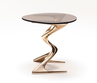 Dernier Design élégant rond or café cadre en métal verre Top Table basse moderne en verre top café or table pour banquet hôtel