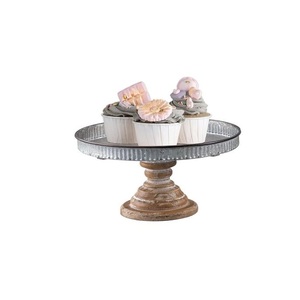 Support à gâteau galvanisé en fer à 3 niveaux de style vintage avec poignée plateau à gâteau galvanisé pour fête d'anniversaire et présentoir artisanat - Product Image 3