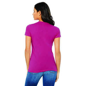 เสื้อยืดผู้หญิงผ้าสแปนเด็กซ์แขนสั้นระบายอากาศสีขาวล้วนผ้าคอตตอน95ขายส่งใหม่ล่าสุด - Product Image 3