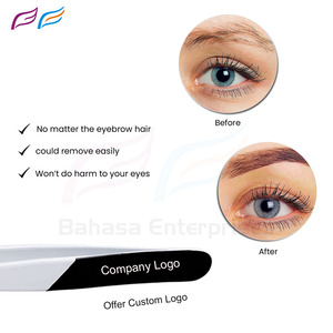 Pince à épiler en acier inoxydable noir et blanc, emballage personnalisé, pointe inclinée de précision, pince à épiler de beauté avec étiquette privée - Product Image 4