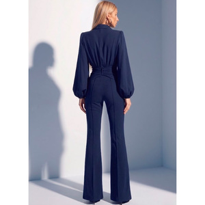 Combinaison en crêpe cintrée pour femme, tenue élégante et formelle en une seule pièce - Product Image 2
