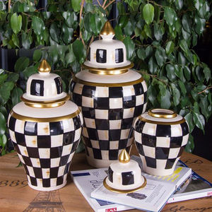 Nuevo estilo de luz de lujo de oro galvanoplastia metal jengibre jarrón tarro decorativo jarrones de escritorio conjunto - Product Image 6