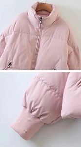 Men's Winter <b>Cropped</b> <b>Puffer</b> <b>Jacket</b> Coat Short Warm Quilted Polyester with Stand Collar and Canvas Fabric for <b>Women</b> - Product Image 6