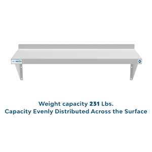 Estante de Pared Resistente de 12 x 36 Pulgadas y 10 Pulgadas de Alto, Acero Inoxidable de Calibre 18, WMSH-1236, Capacidad de 231 Libras, Certificado por NSF para Garajes de Saneamiento - Product Image 2