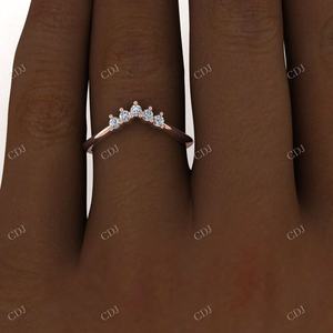 Joyería de moda, anillo de boda de diamante cultivado en laboratorio de corte redondo, anillo de apilamiento de banda curva para mujer, joyería personalizada, anillo de promesa para mujer - Product Image 3