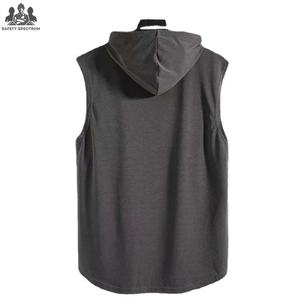 <b>Men's</b> Winter Gym <b>Sleeveless</b> <b>Hoodie</b> | 100% Cotton Solid Digital | Lightweight Breathable Workout Clothing | OEM Manufacturer - Product Image 2