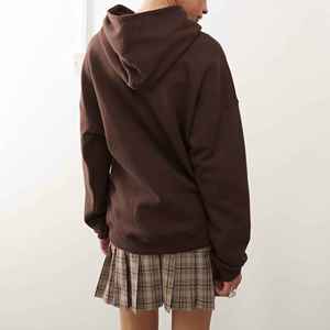 เสื้อมีฮู้ดตัวยาวผ้าคอตตอนสำหรับผู้หญิงผ้าคอตตอน100% โอเวอร์ไซส์ออกแบบโลโก้ด้านหน้าของคุณเองได้ - Product Image 2