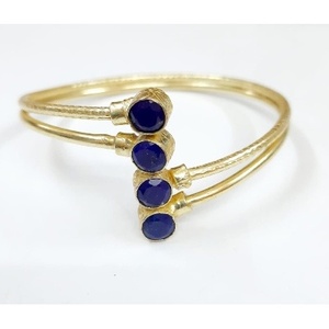 Brass Gold Plated Lapis Gemstone Fashion Cuff <b>Bracelets</b> - Product Image 1