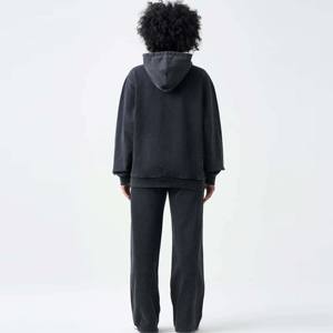 Ensemble de jogging à capuche zippé surdimensionné à la mode pour femmes tenue deux pièces confortable pour un tenue décontracté de tous les jours pour la saison d'hiver - Product Image 3