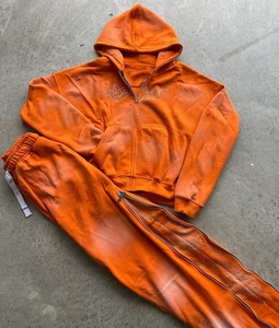 ชุดวอร์มวินเทจยี่ห้อ Manufacturer Acid Wash ขายดี ฮู้ดดี้หนานุ่ม กางเกงขายาว พร้อมลายพิมพ์ประดับเพชร - Product Image 1