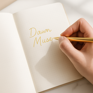 LABON Dawn Muse A5 copertina in tessuto Notebook con lamina d'oro scritta minimalista con copertina rigida diario per la scrittura e l'ispirazione - Product Image 4