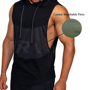 Camiseta sin Mangas con Capucha Extra Grande de Alta Calidad para Hombre, Ropa Urbana, Fitness, Gimnasio, Transpirable, Tejida, 100% Algodón, Diseño al por Mayor - Product Image 3