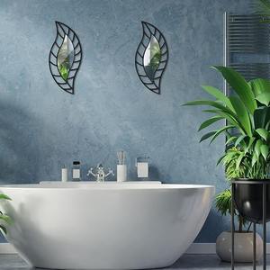 Customized Decorative New Irregular Modern Simple Wall Decor Leaf Shape <b>Black</b> <b>Mirror</b> With <b>Metal</b> <b>Frame</b> for Home Decoration - Product Image 4