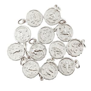 Pendentif en forme ronde de 11 mm plaqué or du signe du Scorpion, breloques du zodiaque, pendentif plaqué or et argent pour la fabrication de colliers et de boucles d'oreilles - Product Image 5