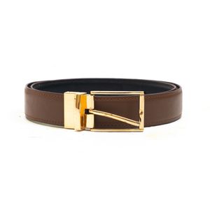 Ceinture en cuir marron de luxe pour hommes |   Ceinture décontractée en acier personnalisée écologique, ceinture de haute qualité - Product Image 1