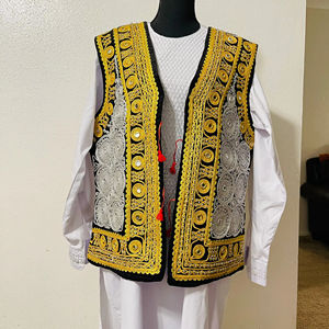 Gilet sans manches traditionnel vintage pour homme, style afghan, fait main, ethnique, culturel, vêtements de travail, vêtements de mariage, vêtements de festival - Product Image 1