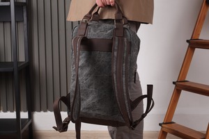 Sac à dos en toile en cuir véritable, voyage, extérieur, école, travail, randonnée, durable, unisexe, multi-poches, grande capacité, écologique - Product Image 2
