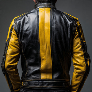 Biker Jacket Leather <b>Men</b> Stand Collar Zipper Biker Jackets <b>Men's</b> White Red Leather Racer Jacket <b>Mens</b> - Product Image 6