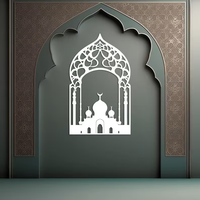 Panel de Pared con Silueta de Mezquita, Decoración de Pared Islámica Cortada con Láser para Ramadán y Eid, Decoración del Hogar
