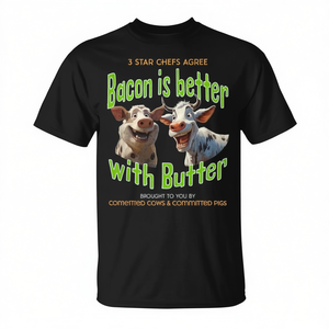 Bacon Is Better with Butter Funny Pig and <b>Cow</b> Humor Dark Tank <b>Top</b> T-Shirt-for Promotions - Product Image 3