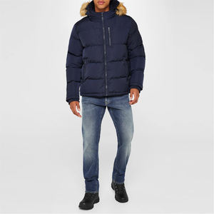 Chaquetas acolchadas personalizadas ligeras y elegantes al por mayor para hombre, diseño de burbuja de lona con cuello levantado y posicionamiento frontal del logotipo - Product Image 3