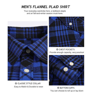 Nouveauté Chemises en flanelle pour hommes, vêtements de sport personnalisés, 100% coton, anti-froissement, écologiques, respirantes, tricotées, décontractées, rayées - Product Image 6