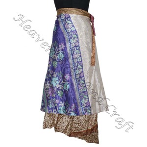 Negril jamaïque soie Sarong plage Sari paréo longue jupe enveloppante 2 couches réversible magique soie Saris Wrap jupe longue Simple - Product Image 4