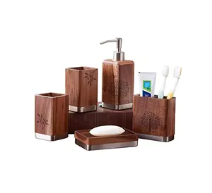 Home Decorative Luxury Design Best Wood Bathroom Accessories Set For Hotel Hot Selling Items Best Bathroom Set at Low Price