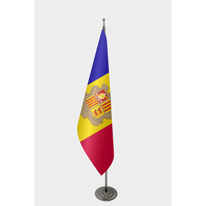 Drapeau d'intérieur personnalisé d'Andorre, fanion officiel imprimé numériquement en satin, nylon, soie, graphiques en aluminium, automobile, assurance, éducation - Product Image 1