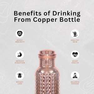 Botella de Cobre Saludable de 1000 ml con Textura Martillada, Alta Calidad, Ecológica, para Beber Directo, Moderna y de Lujo - Product Image 5