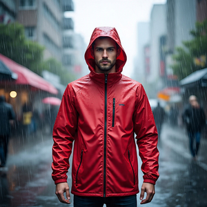 Veste Softshell à fermeture éclair décontractée pour hommes Manteau de randonnée imperméable et coupe-vent avec col montant Position du logo à l'avant - Product Image 3