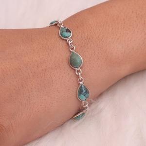 925 Solid Silver Classical <b>Bracelet</b> Jewelry for Women 925 Sterling Silver Turquoise Gemstone <b>Boho</b> Style Handmade <b>Bracelet</b> Gift - Product Image 4