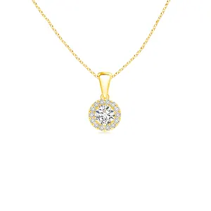 High Quality Solitaire Diamond Pendant 14K Hallmarked Gold Real Diamond Necklace for Women By Indian Exporters