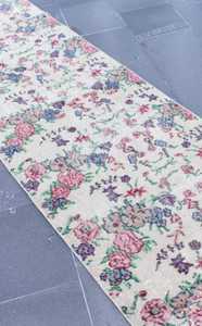 Personnalisable 2.4X8.5 pieds Boho Vintage cuisine couloir tapis fait à la main tapis en laine naturelle abstrait rustique décor turc zone - Product Image 4