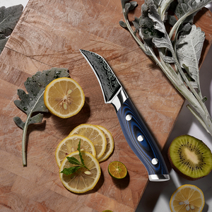 มีดปอกผลไม้เหล็กคาร์บอนทำจากเหล็กดามัสกัสใช้ในครัวมีดปอกผลไม้พร้อมที่จับไม้ - Product Image 4