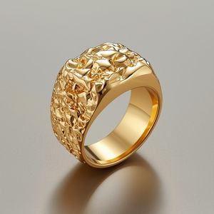 Anillo de Sello Estilo Nugget para Hombre, Oro Sólido de 14K con Baño de Rodio, para Bodas y Fiestas, Fabricante OEM Personalizado - Product Image 5