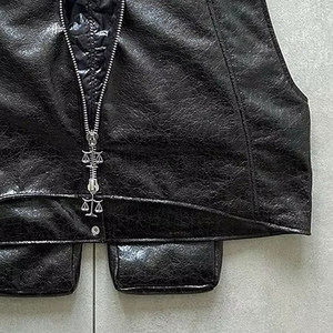 Gilet en cuir véritable pour homme de qualité supérieure, chaud et imperméable pour l'automne et l'hiver, avec un design sans manches et une décoration de poche - Product Image 5