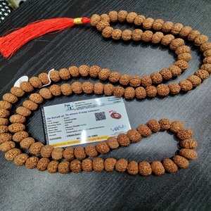 Rudraksha ธรรมชาติ8มม. ลูกปัดสวดมนต์มาลาแจ็ปมาลาพร้อมการตรวจสอบคุณภาพพร้อมใบรับรองการสวดภาวนา - Product Image 1