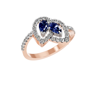 Anillo de Esmeralda sintética con forma de pera doble de oro macizo de 14K certificado IGI, joyería fina de diamante cultivado en laboratorio único para regalo de mujer - Product Image 1