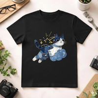 Camiseta de Alta Calidad con Estampado de Dibujos Animados, 100% Algodón, Unisex, Cuello Redondo, Transpirable y Duradera - 210GSM