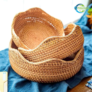 Cesta de almacenamiento de fruta de ratán tejida a mano de Vietnam Bandeja de comida Cesta de pan Ideal para la hora del té, el desayuno y las fiestas - Product Image 4