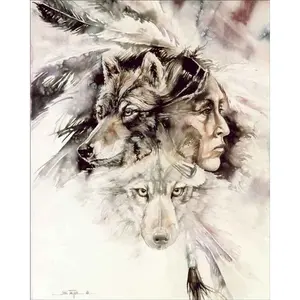 Wolf Accent & Decor Tile Jan Taylor Southwest Art JTA011AT Acabado brillante para paredes interiores exteriores Función de ladrillo refractario para habitación - Product Image 1